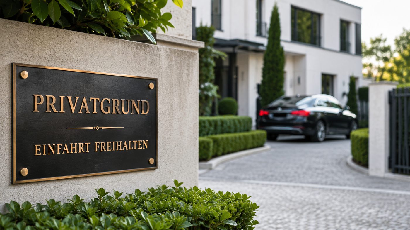 Privatparkplatz und Einfahrt mit Schild ‚Privatgrund' – Besitzstörung in Wien